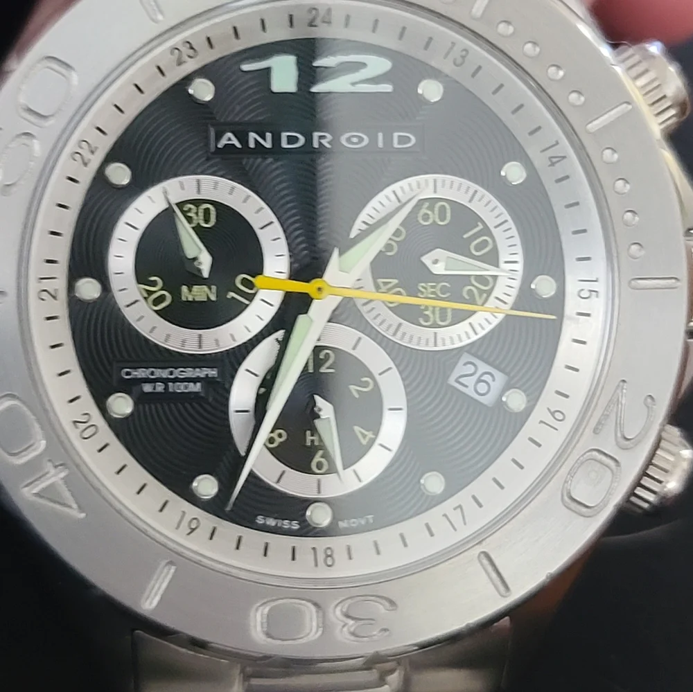 Android Quarts Men’s Stainless Steel Chronograph Watch, AD 302, New Open Box